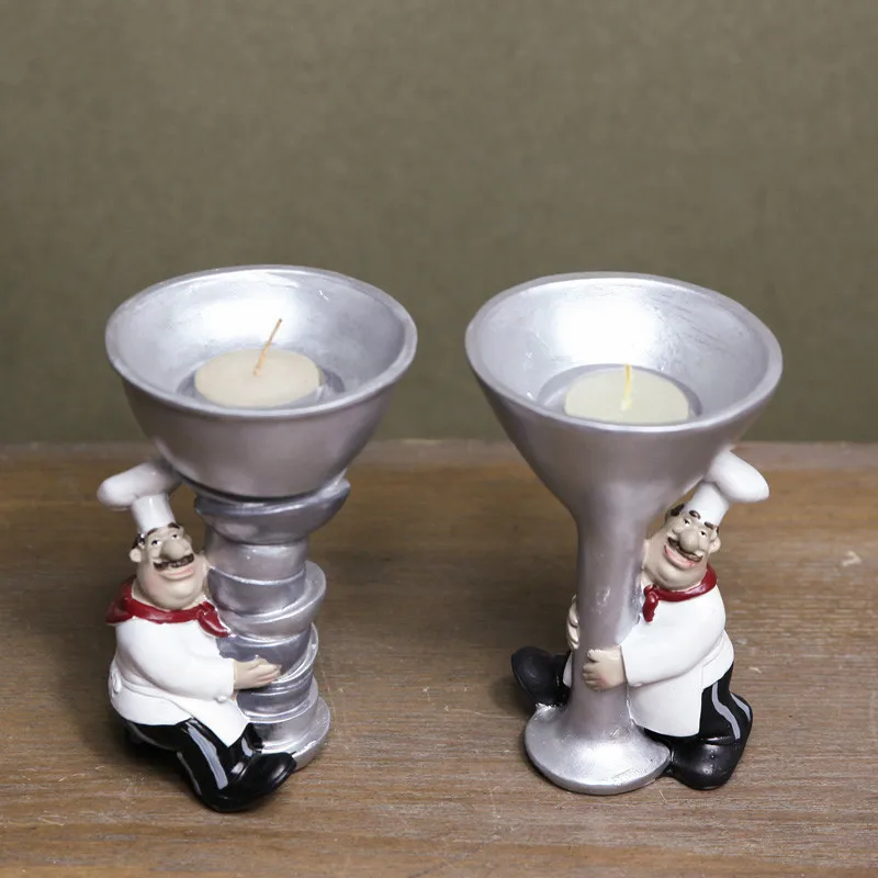 Chef Resin Candle Holders Candlestick Kitchen Decoration Home Bar Party