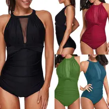 Новые однотонные Холтер сексуальные летние тонкие женские Пуш-Ап мягкие Монокини комплект бикини купальник пляжный купальный костюм купальники плюс размер