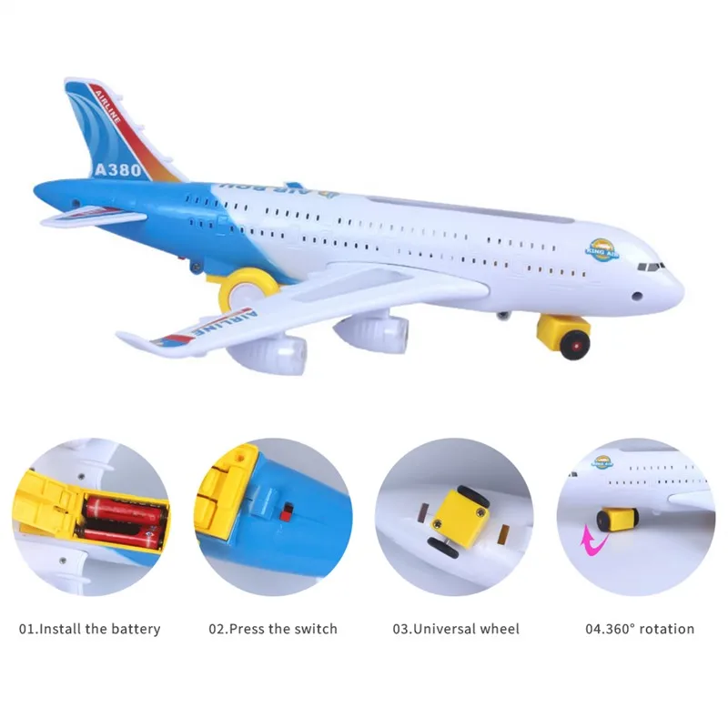 A380 детские игрушки самолет мигающий светодиодный светильник и музыка Аэробус Летающий планер Самолеты Модель аэроплана наполнители Летающий планер самолет игрушки