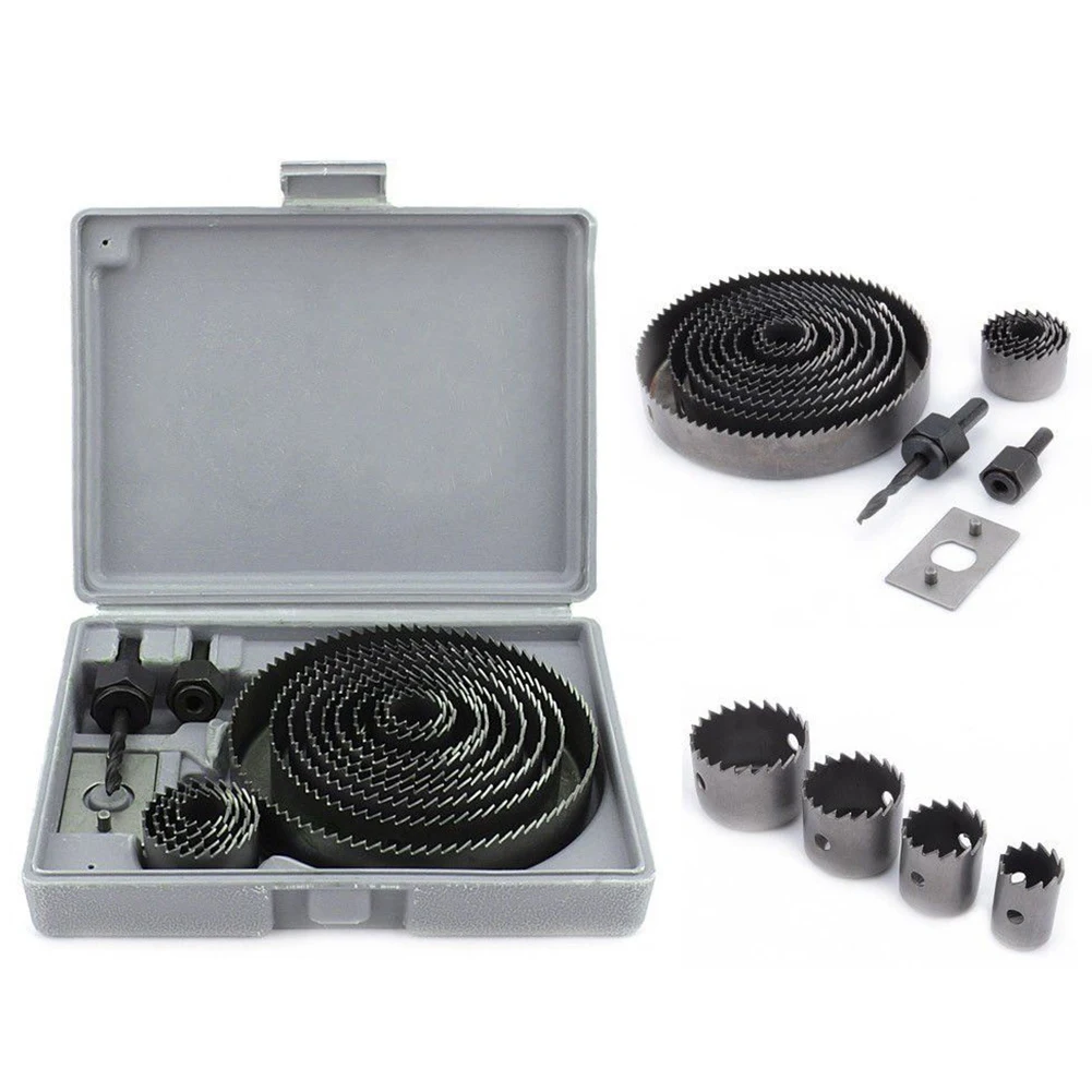 16 Pieces Holesaw Kit Set Hole Saws For Plaster Board Wood Fiber Glass