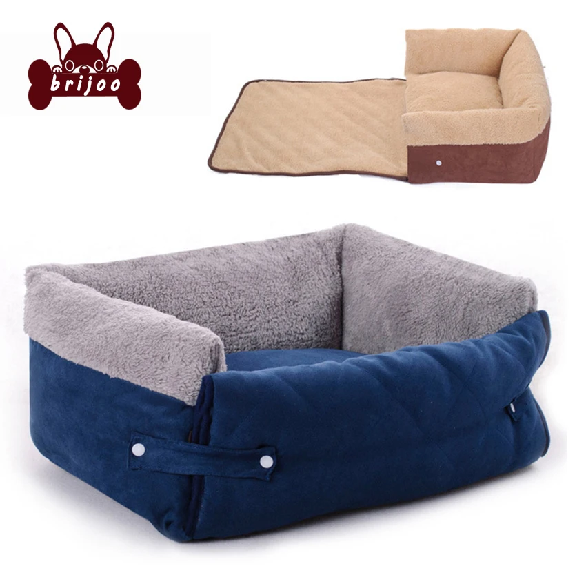 cheap Dog House Dog Beds For Large Dogs Pet Beds Removable Cover PP Cotton Padded Washable Winter Cat Beds Pet Fleece Warm Sofa