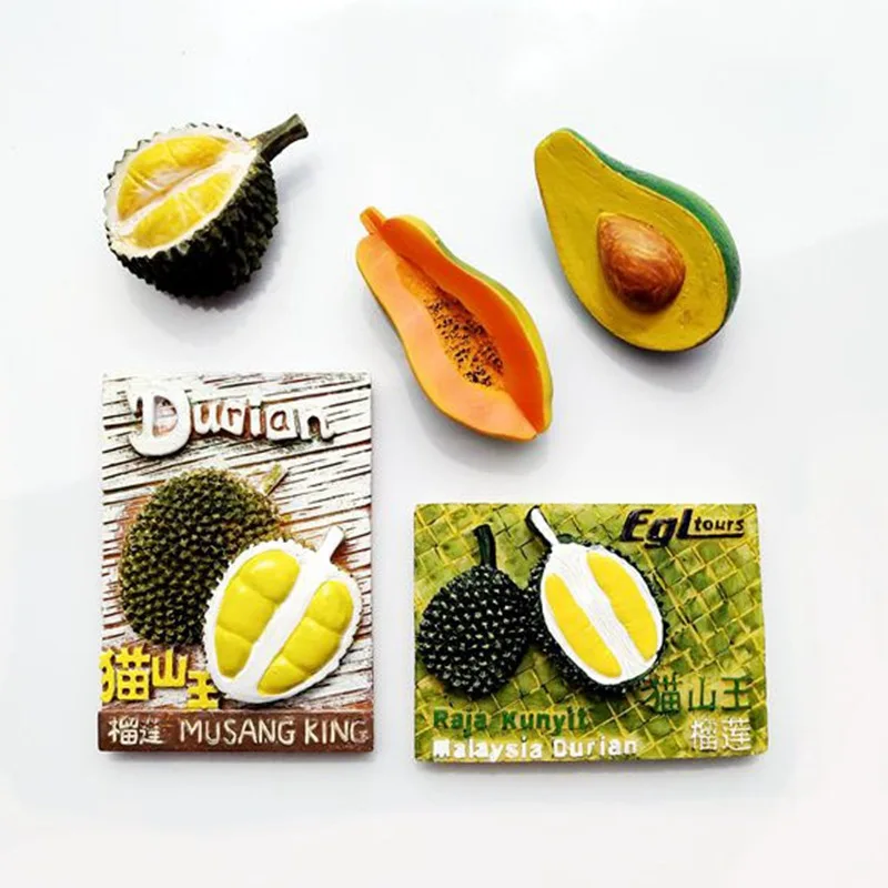 

Lychee Simulation Fruit Fridge Magnet Creative Durian Avocado Resin Refrigerator Magnets Travel Gifts Home Decoration