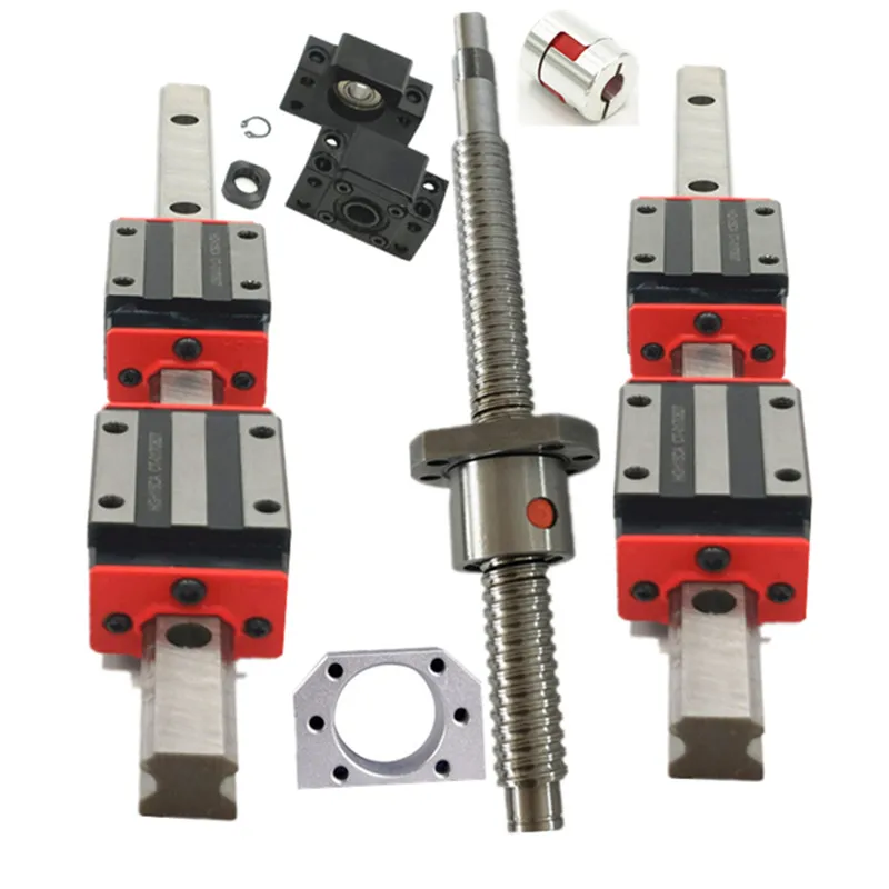

CNC ball screw SFU1605 + linear guideway HG20 6pcs + linear block HGH20CA 8pcs + screw end supporter BK12 BF12 + coupler