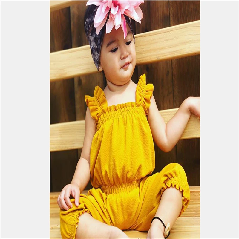 baby girl summer cotton overalls Toddler Kids Baby Girls Ruffle