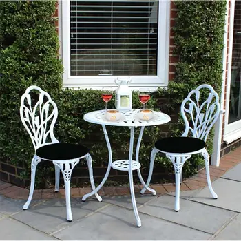 

Panana Outdoors Garden Table with 2 pcs Chairs Cast Aluminium Tulip Garden Bistro Set White