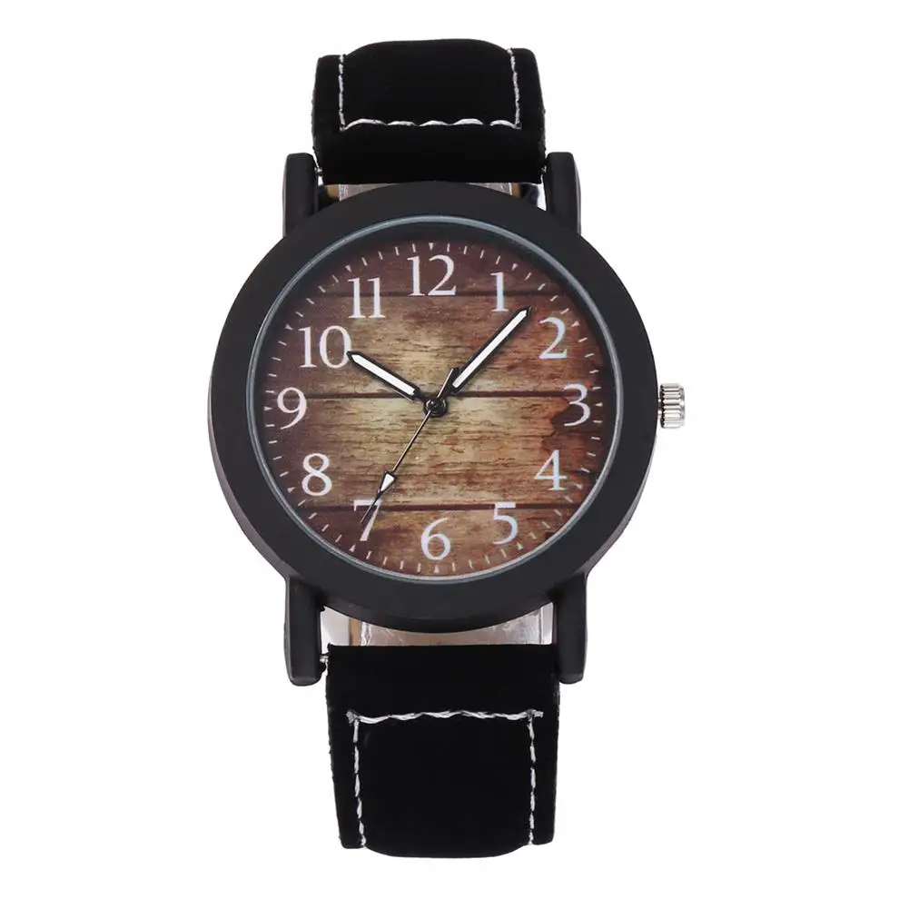 Оптовая Продажа Винтаж для мужчин деревянные зерна узор арабские цифры Кварцевые аналоговые повседневное наручные часы