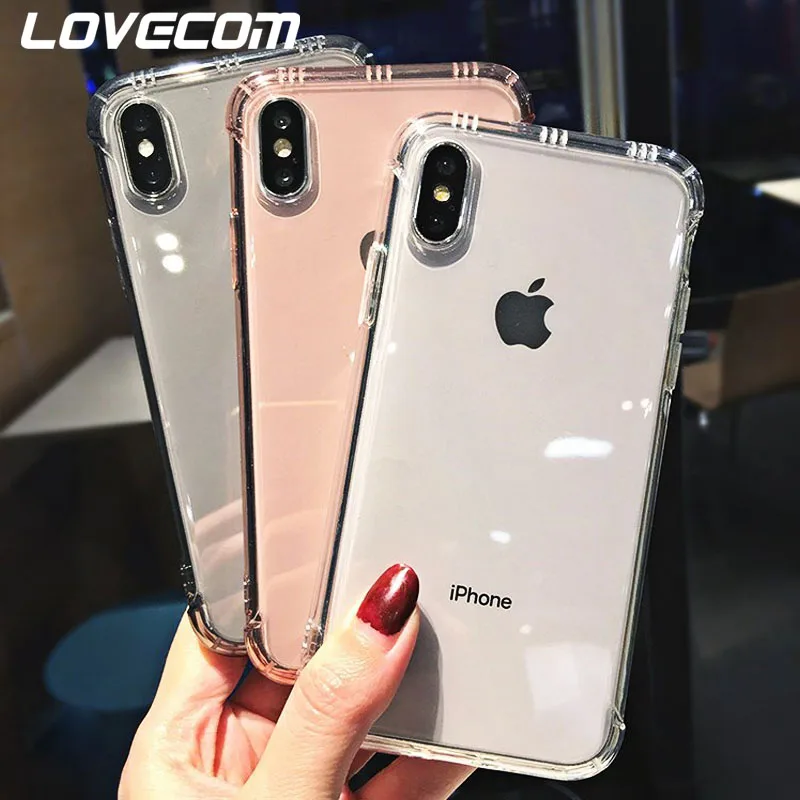 LOVECOM противоударные однотонные чехлы для телефонов для iPhone 11 Pro Max XR XS Max X 6 6S 7 8 Plus Мягкая силиконовая прозрачная задняя крышка