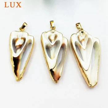 

Conus Sea shell Slices pendant Cut Cerithium Shells Spiral Shells Conchs jewelry Natural Sea Shell Nautical gold color plated