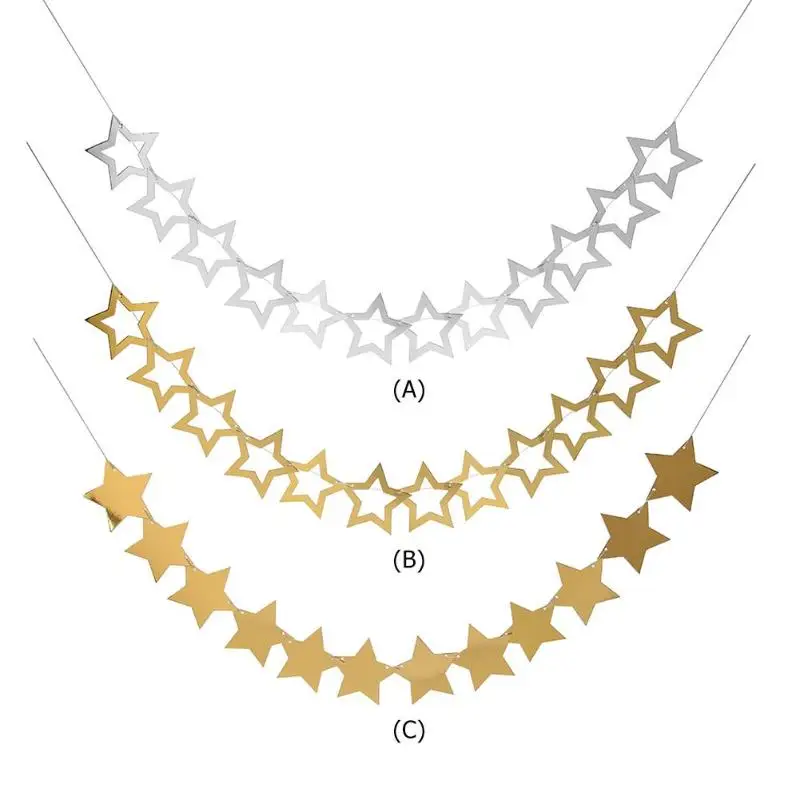 Бумага Гарланд в форме звезды Висячие баннеры флаг день рождения Свадебная вечеринка деко Anniversaire флаги домашнее украшение