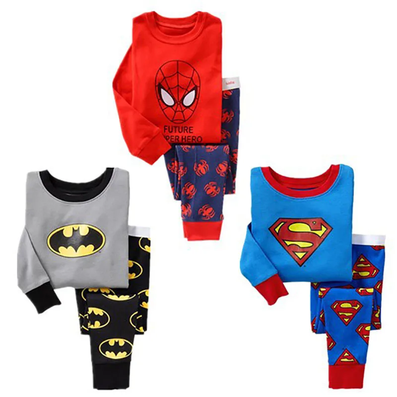 

New Arrival Suits Baby Boys Superman Pajamas Children Pijamas Kids Printed Sleepwears Pyjamas Cartoon Clothing sets