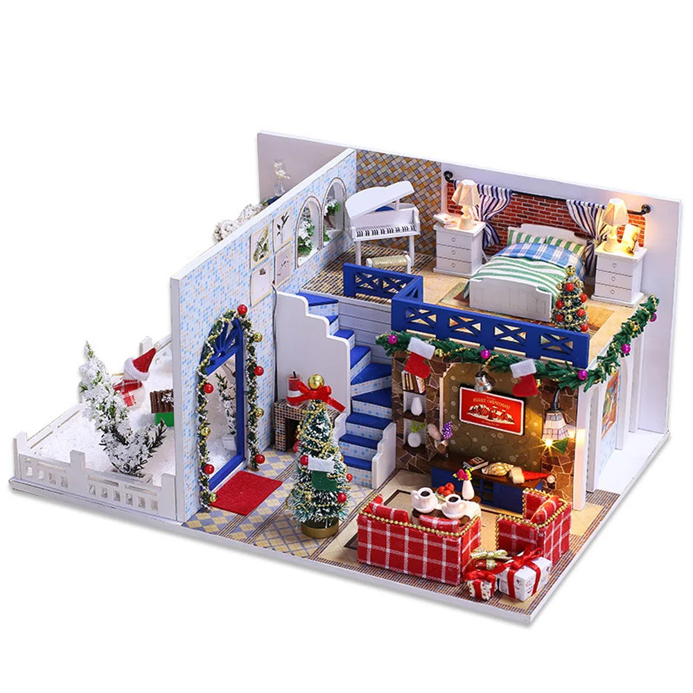 DIY Handmade Miniature Wooden Dollhouse Kit Lovely LED Doll House Model Gift DIY Handmade Miniature Wooden Dollhouse Kit Lovely LED Doll House Model Gift