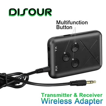 

DISOUR Wireless Transmitter Receiver 2 IN 1 3.5mm Jack Audio Music Stereo Bluetooth Adapter Transmitter For TV Receptor For Car