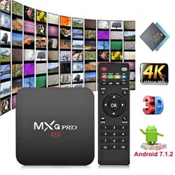 Mxq Pro Android 7,1 ТВ коробка четырехъядерный 2 + 16 г hdmi Smart tv коробка 4 к x 2 к Wi-Fi приставка ТВ комплект чехол медиа-плеер