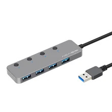 Acasis HS-080 4 порта USB 3,0 концентратор разветвитель с индивидуальным переключателем внешний кабель 30 см USB адаптер тонкий высокоскоростной для MacBook