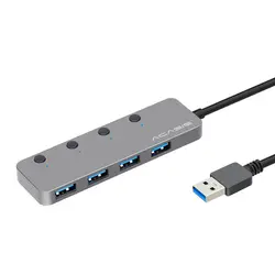 Acasis HS-080 4 порты USB 3,0 концентратор Splitter с индивидуальный переключатель внешний кабель 30 см адаптер тонкий Высокое скорость для MacBook