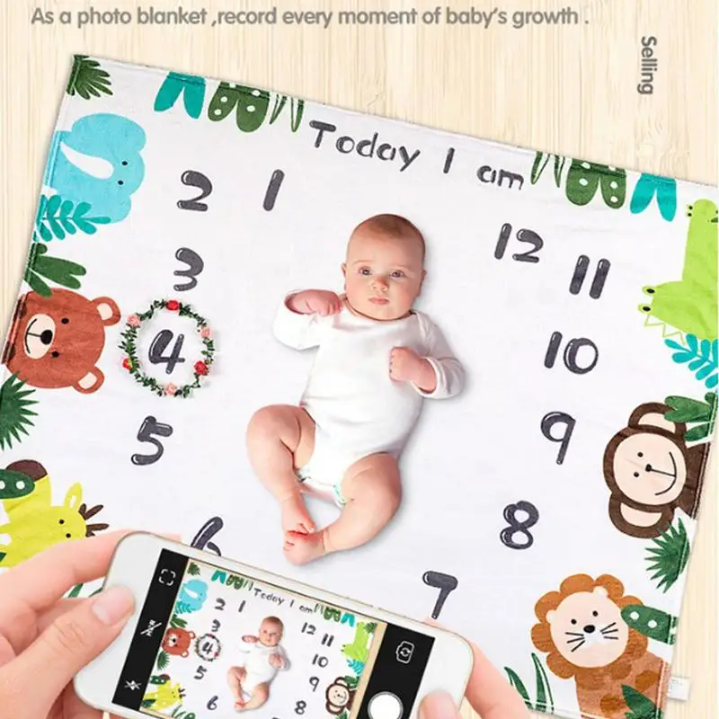 

Newborn Baby Milestone Blanket Photography Prop Background Monthly Growth Shooting Photo Bedding Wrap Swaddle 140x100cm
