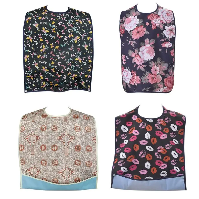

1 PC Adult Bib Waterproof Anti-oil PVC Detachable Bib Adult Mealtime Cloth Protector Disability Aid Aprons