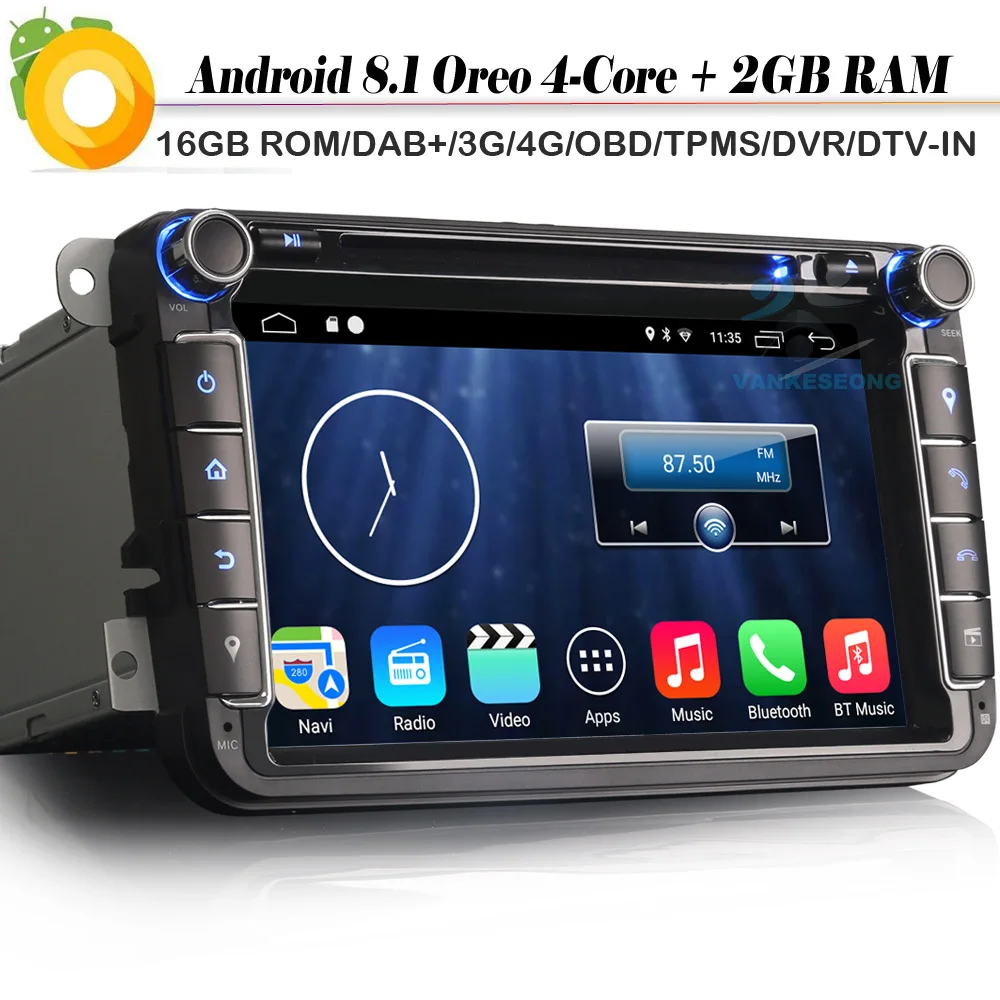 Автомагнитола 8 дюймов Android 1 DAB + Wi Fi 4G DVD OBD BT автомобильный GPS навигатор плеер для VW