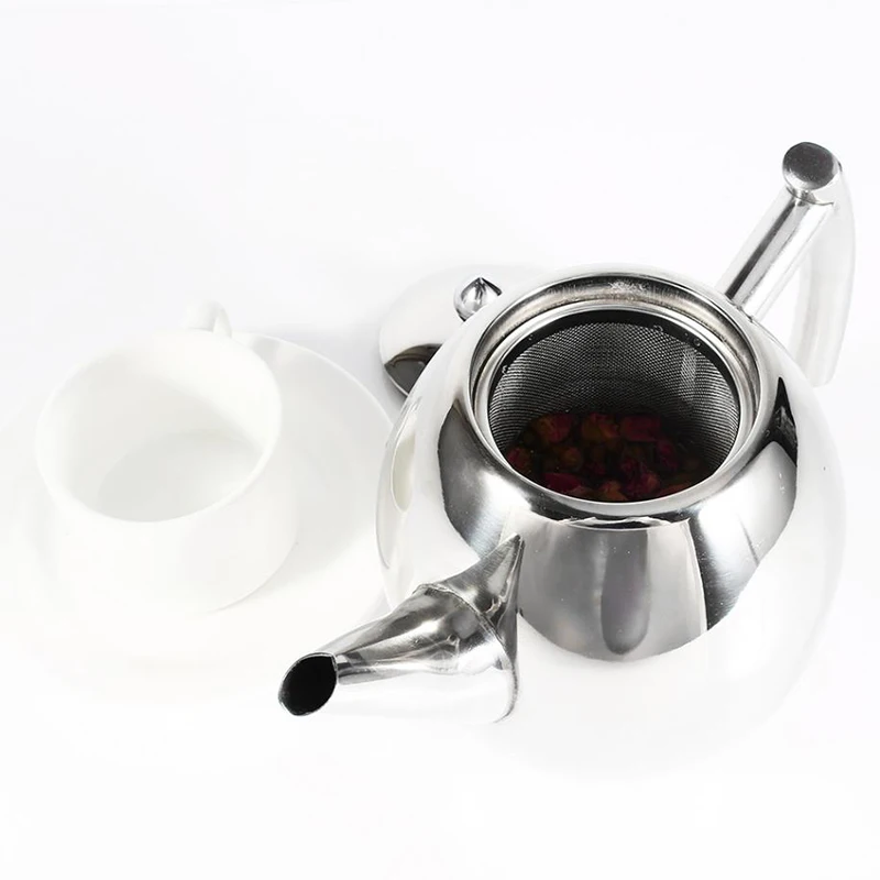 Beste 1L Duurzaam Roestvrij Staal Theepot Koffiepot Waterkoker Met Filter Grote Capaciteit Puer Theezakje Groene Thee Tieguanyin