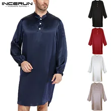 INCERUN, Мужской Шелковый Атласный халат, мягкая Пижама, Одноцветный удобный халат с длинным рукавом, Мужская одежда для сна, домашняя одежда, повседневный мужской костюм 5XL
