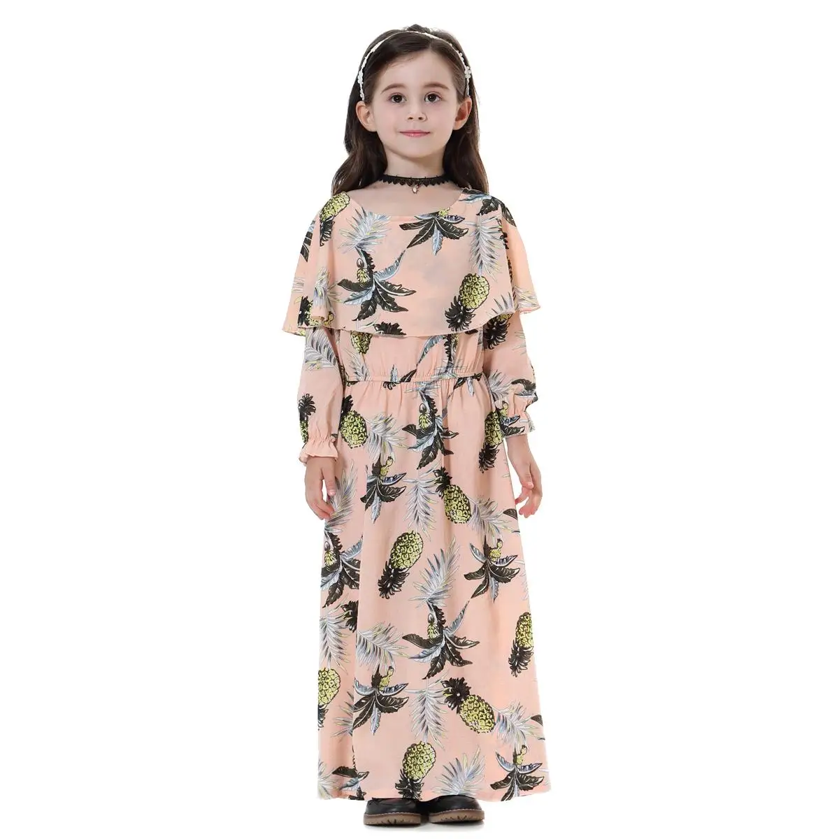 Модное платье Abaya для девочек длинное школы с принтом кимоно симпатичное Jubah