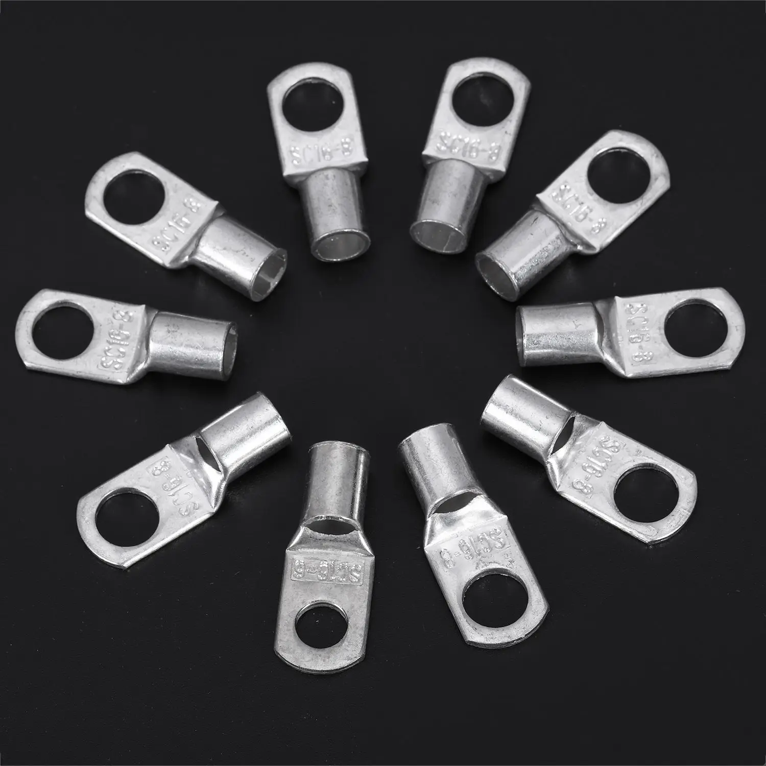 

WSFS Hot 10 pcs Copper Tube 16Mm X 8Mm Lug Battery Starter Cable Welding Crimp Terminal Ring