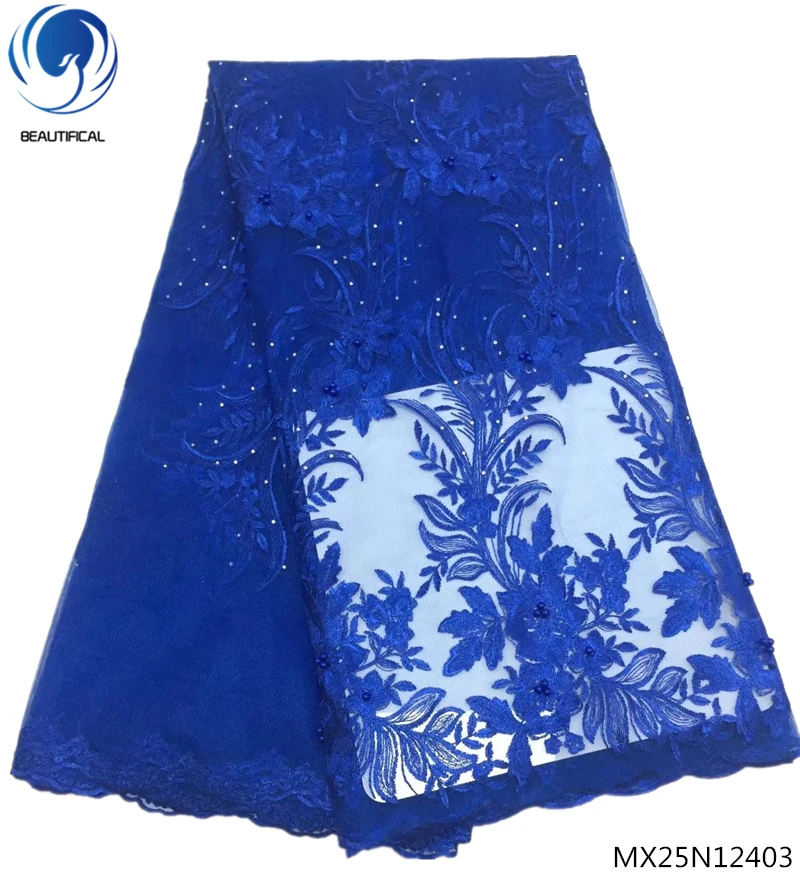 

Beautifical french tulle lace fabrics with beads african mesh tulle laces fabrics african fabric dress 5yards/lot MX25N124