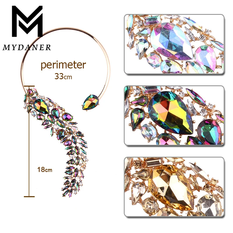 MYDANER новые роскошные хрустальные бусины манжеты воротник колье ожерелье для женщин Разноцветные богемные Свадебные Макси массивные ювелирные изделия