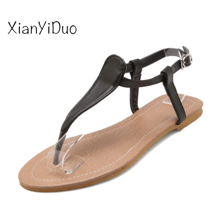 Xianyiduo/Модная женская обувь сезон лето босоножки на Плоском Каблуке с пряжкой