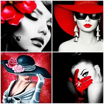 

Huacan Diamond Painting Portrait Diamond Mosaic Sexy Woman Diamond Embroidery Cross Stitch Picture Of Rhinestones Room Decor