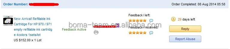 Good feedback for HP970 Refillable cartridges