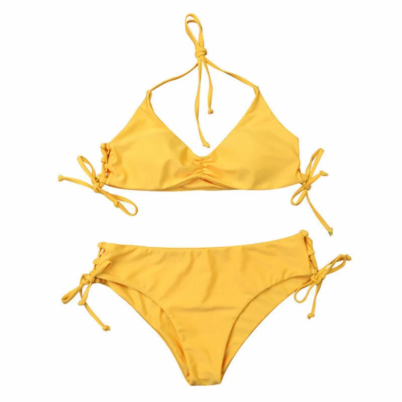 

Swimwear Women Swimsuit Bikini 2019 Womens Bandeau Bikini Set Push Up High Waist Bottom Swimsuit Swimwear Beach Bathing Suit