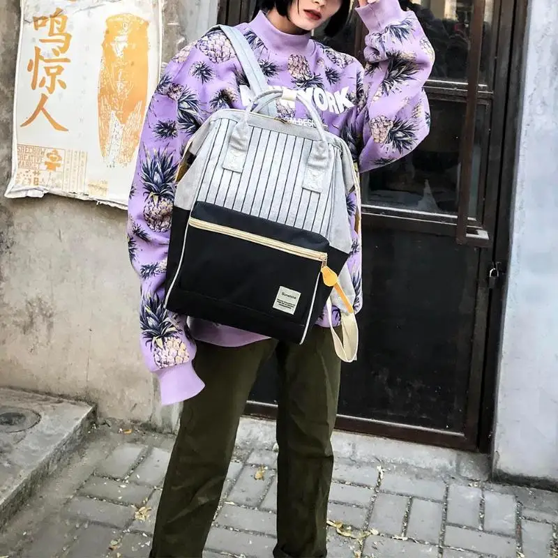 Женский холщовый рюкзак для беременных, полосатый хит, цвет, для девочек, на плечо, школьные сумки, Mochila Feminina, рюкзаки, модная дорожная сумка