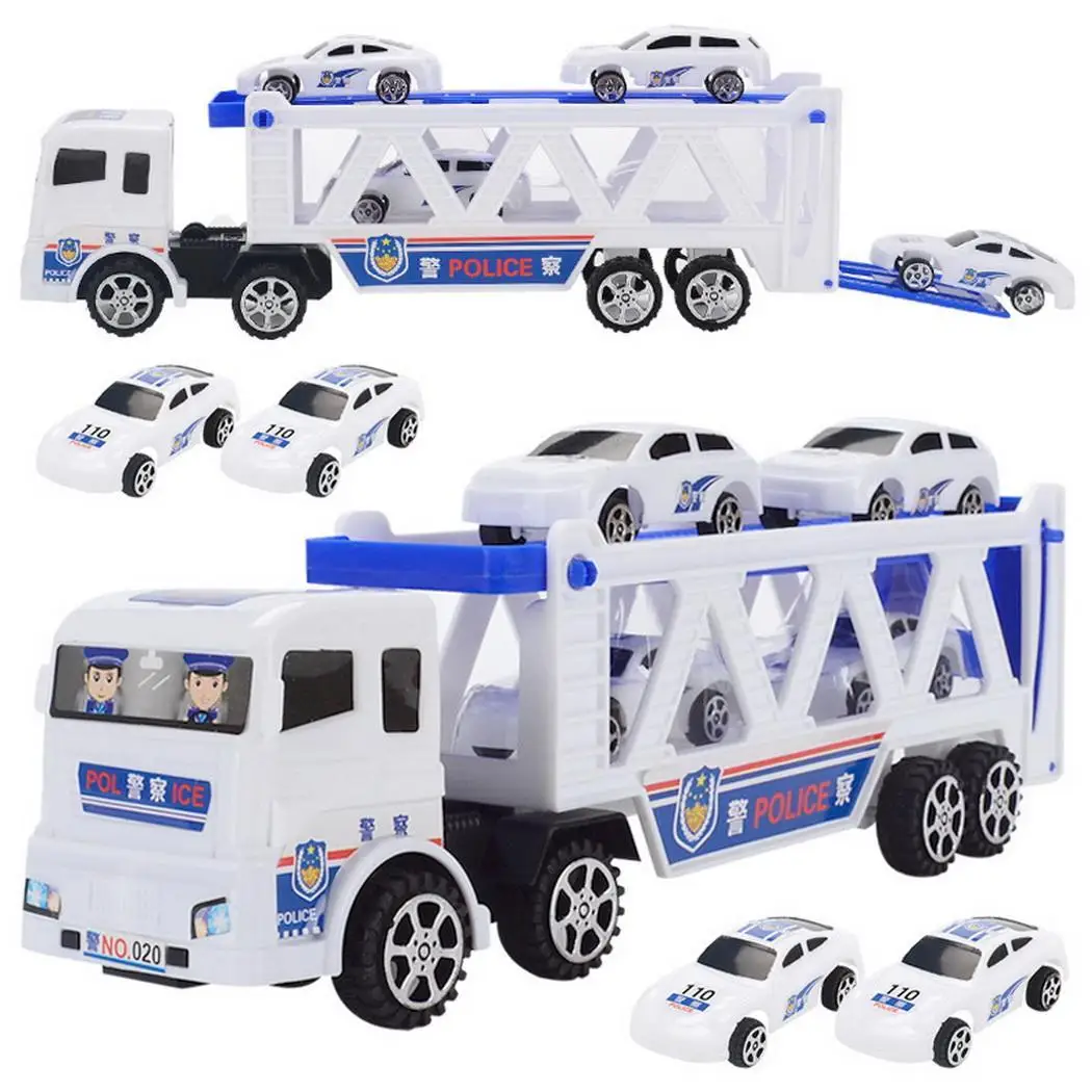 4 Trumpet Mini Double White Unisex with Truck Blue 2 Years Children Casual Police Cars Kid Toys