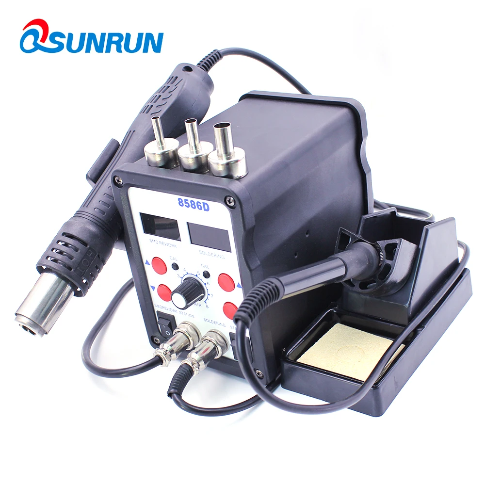 

QSUNRUN Automatic 2 In 1 8586D Hot Air SMD Digital Rework Soldering Iron Station Mobile Phone Repair Tools 700W 110V /220V