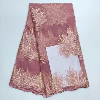 

Onion Color African Lace Fabric 2019 High Quality 3D Flower Lace For Bridal Wedding Nigerian French Tulle Lace Fabric