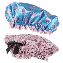 2 шт. шапочки для душа, водонепроницаемая, с принтом, двухслойная моющаяся шапочка для ванны, шапочка для душа, шапка для волос для девочек и женщин