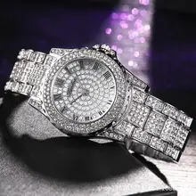 Женские роскошные часы GENEVA с блестящим кристаллом, аналоговые кварцевые наручные часы из нержавеющей стали, женские элегантные часы с бриллиантами, римские цифры, Reloj