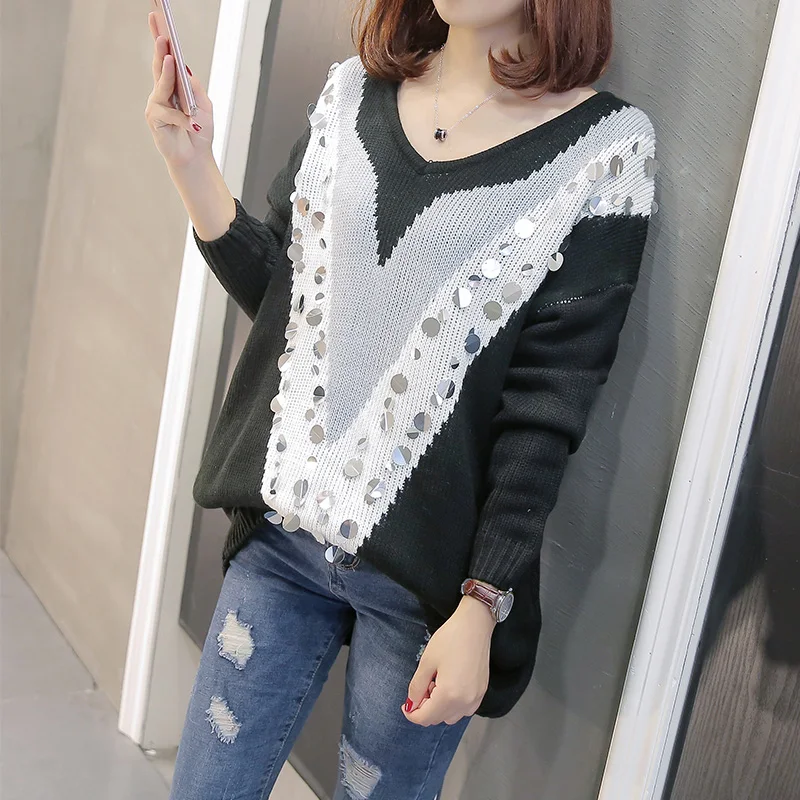 

5xl plus big size sweater women spring autumn winter 2019 feminina fashion thin knitting sweater top coat female Y1612