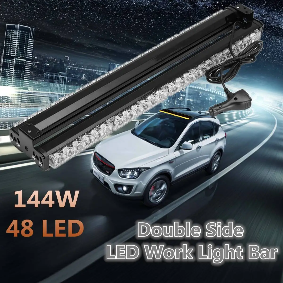 

144W 48LED Double Side Work Light Bar For Indicators Driving Offroad Boat Car Strobe Light Emergency Warning Fog Lamp