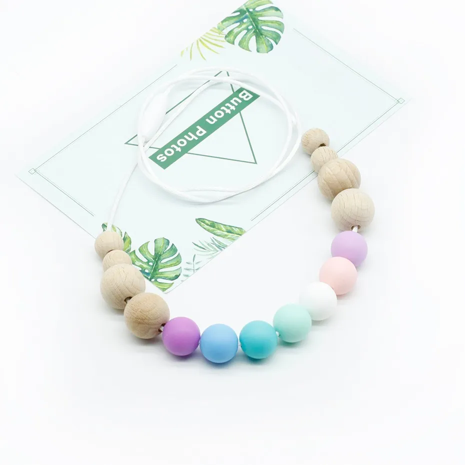 Silicone Teething Necklaces Silicone Safe Teething Beads DIY Chain For