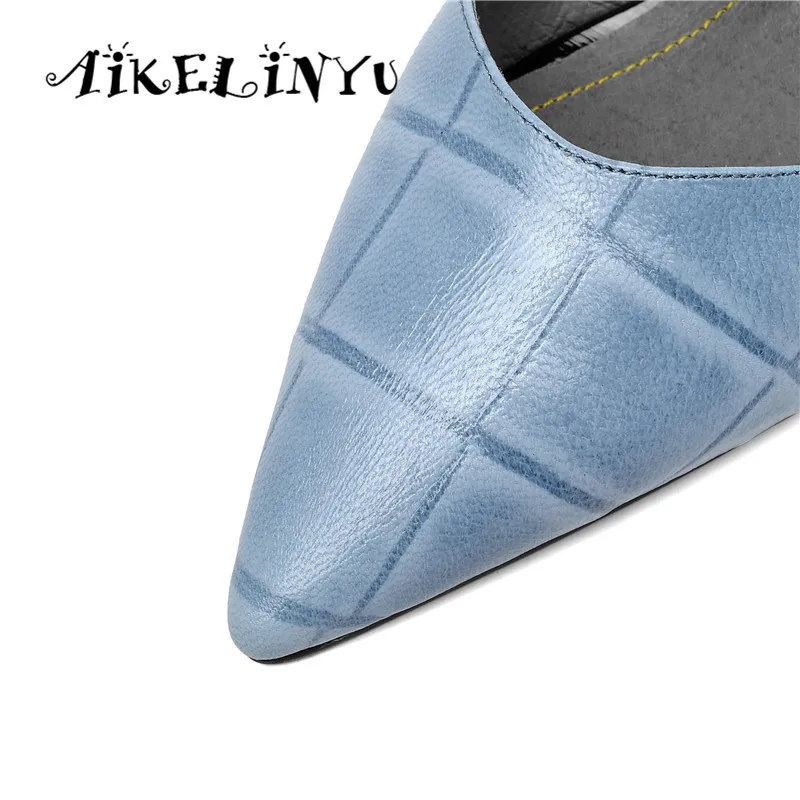 AIKELINYU/Летняя обувь женские шлепанцы из натуральной кожи на низком каблуке модные