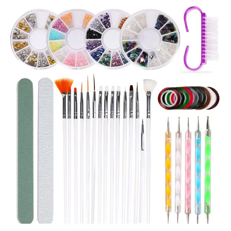 

10pcs/set Pro Nail Art Tools Nail Painted Pens Nail File Brush Buffer Nail Art Wheel Tips DIY Manicure Tools Kit For Gel Polish