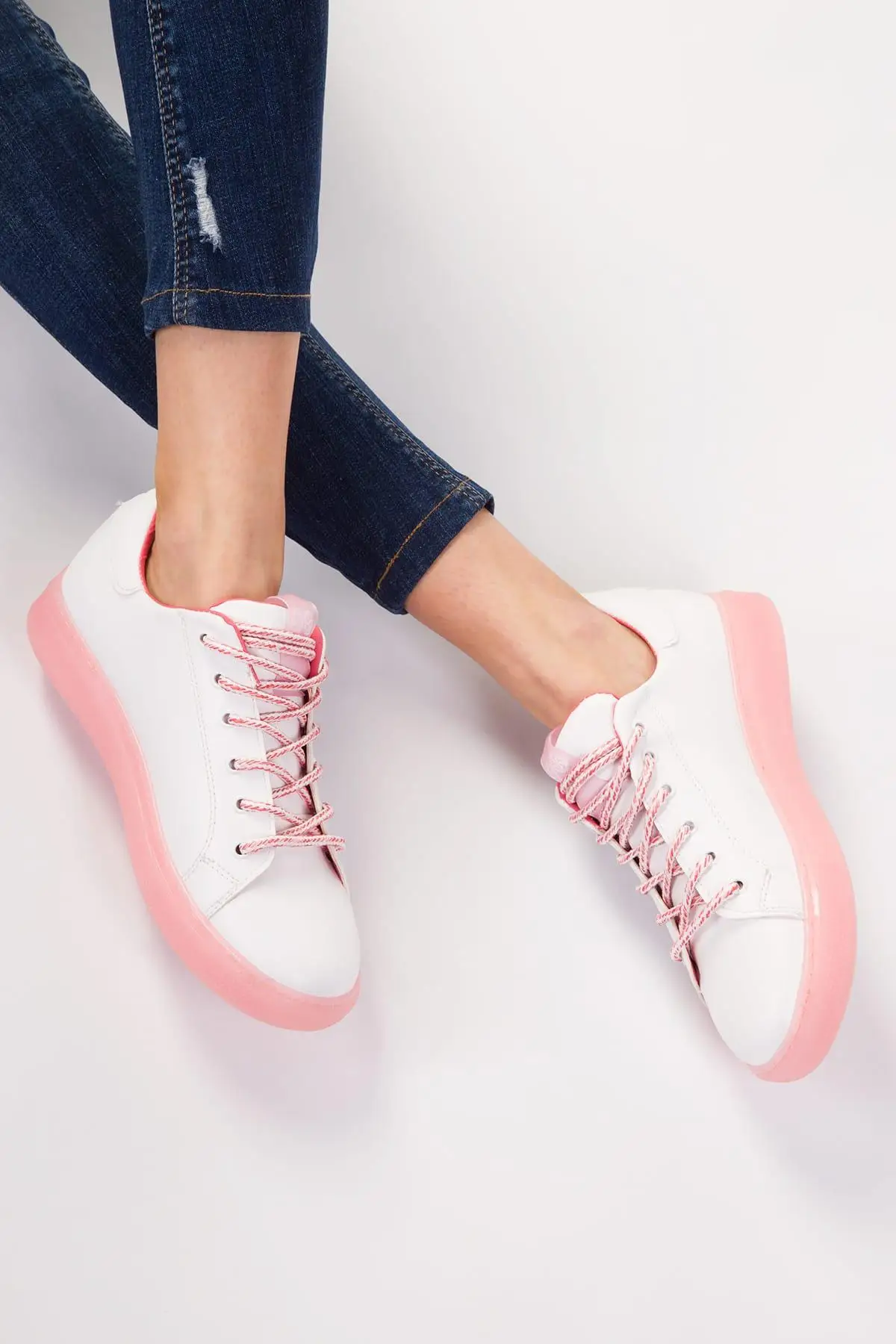 

Soho Women White Casual Shoes Pink Platform PU Leather Women Vulcanized Shoes Fashion Sports Sneaker 12919