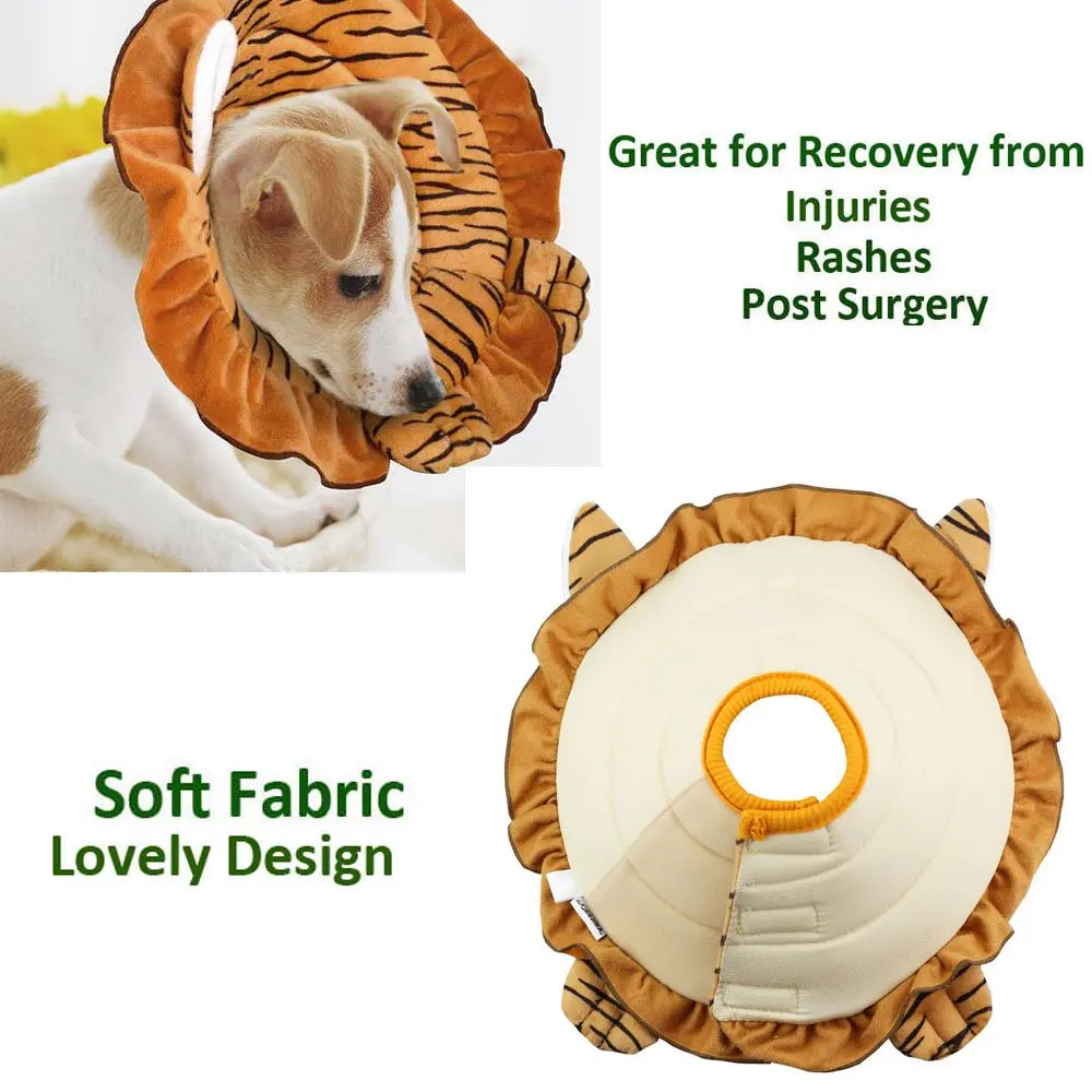 Bolbove Brown Tiger Pet Soft& Stylish Cone Recovery E-Collar for Dogs& Cats