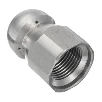 

1/4 inch Pressure Washer Drain Sewer Cleaning Female Nozzle Jet Hole 1 Forward 3 Rear Spray High Quality Stainless Steel 17mm OD