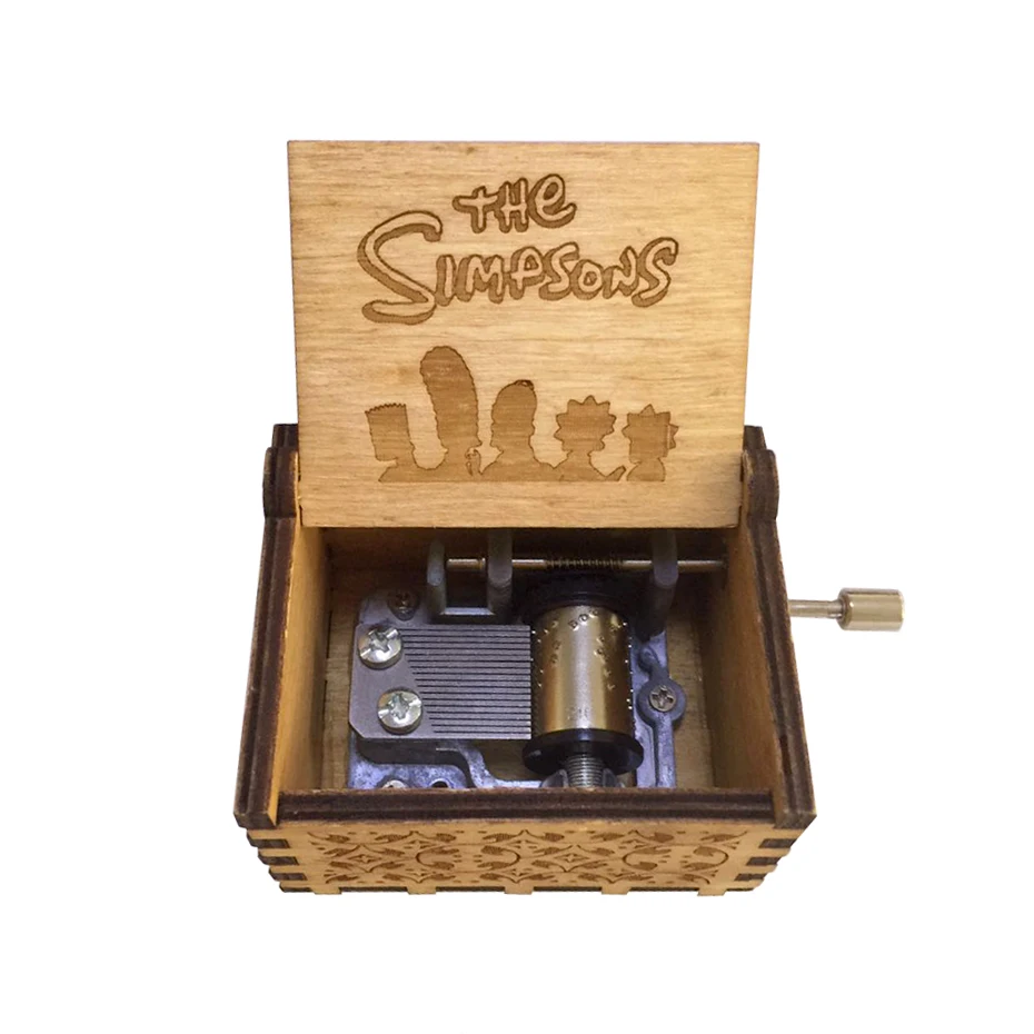 Nuevo venta al por mayor antiguo tallado manivela de madera Digimon caja de música regalo de navidad regalo de fiesta de regalo de fiesta decoración de anonimidad