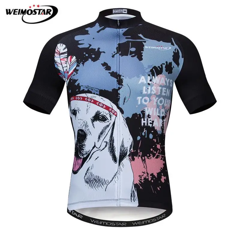 Weimostar Labrador Wolf Style Cycling Jersey Summer Short MTB Bike Shirt Downhill Bicycle Clothing Quick Dry Wear | Спорт и