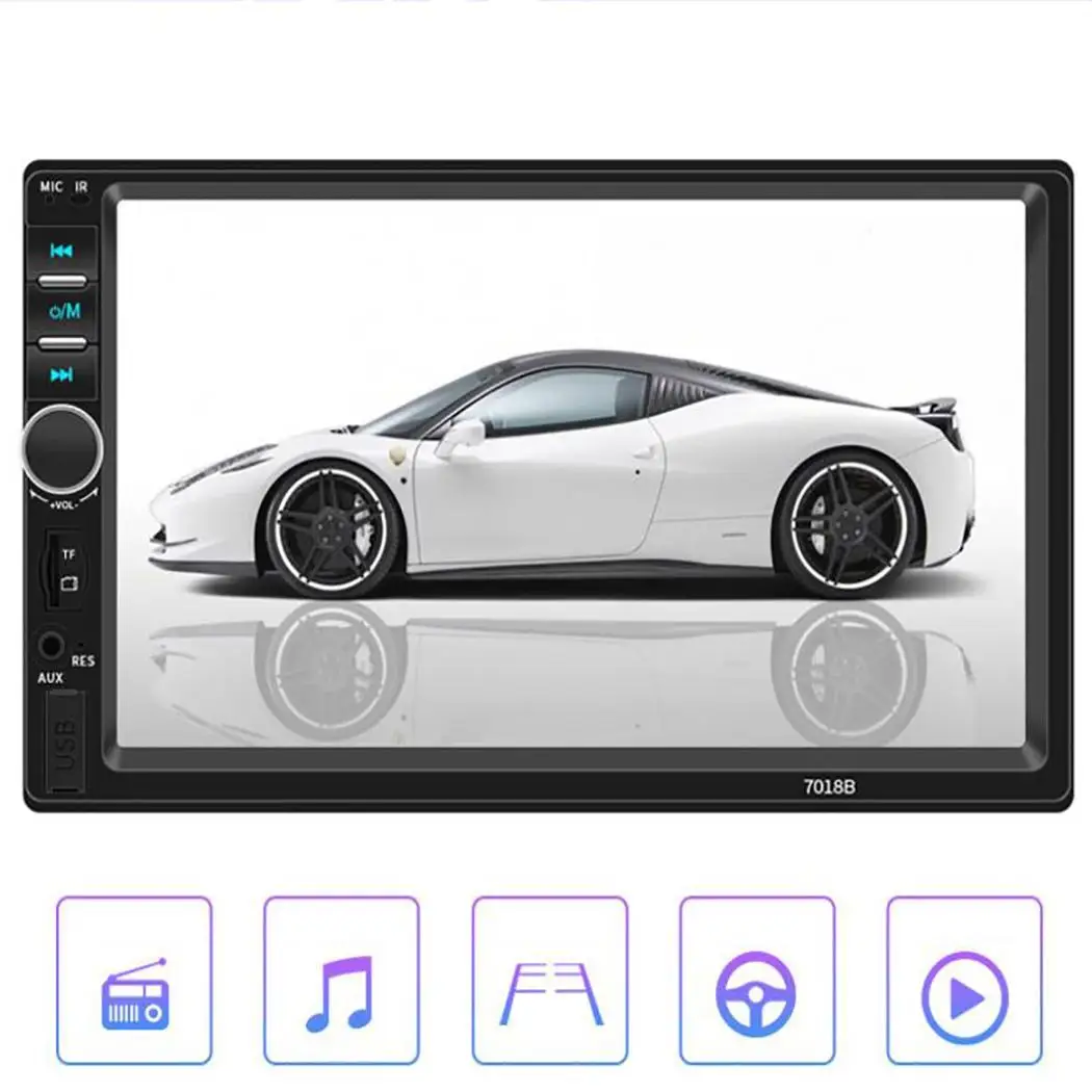 

7'' Bluetooth Car MP5 Player 2 Din Auto FM Radio Touch Screen TF USB Handsfree Car Stereo Video Audio Multimedia Player 7018B