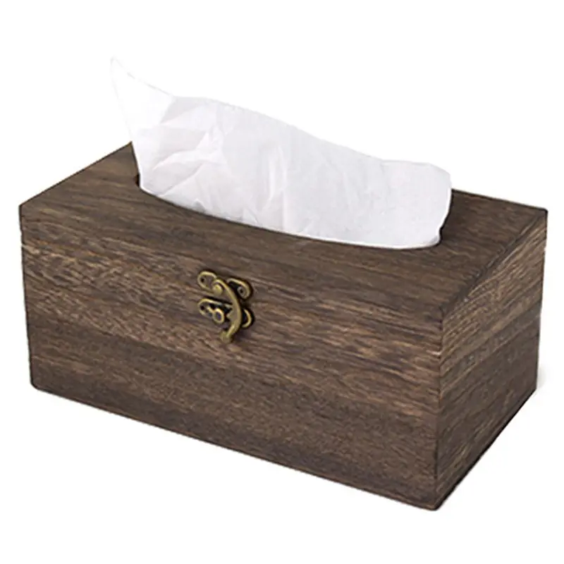 

1PC Useful Wooden Retro Tissue Box Cover Paper Napkin Holder Case Home Car Decor